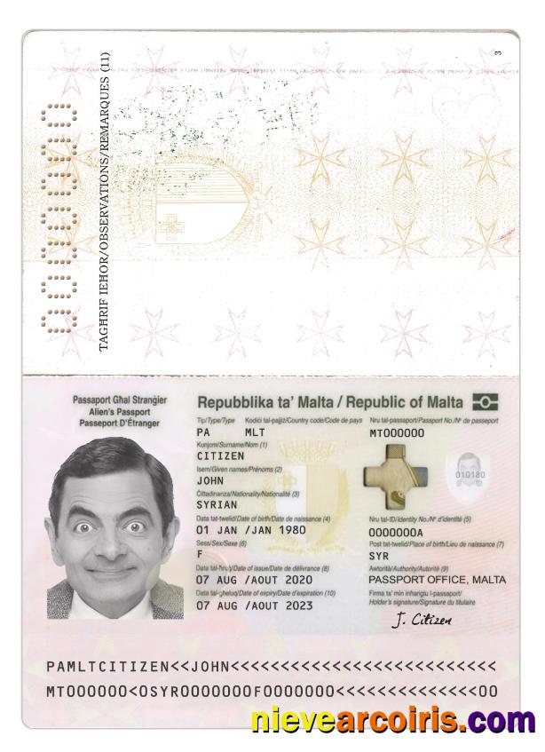 Malta passport 2020-present